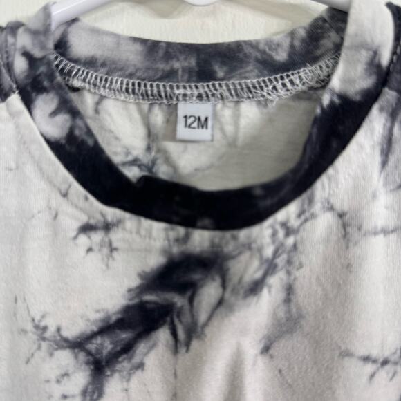Posh Kiddos White & Black Tie Dye Biker Shirt Size 12 Months - Picture 2 of 3